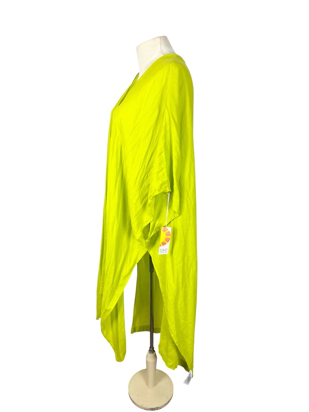 NWT C&C California linen blend kimono One Size lime green cover up - Picture 2 of 8